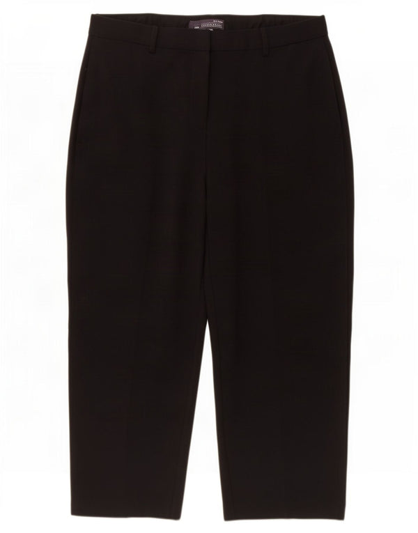 Calça capri feminina de cintura alta Marks & Spencer Reino Unido 14 grande W32 L23 preta
