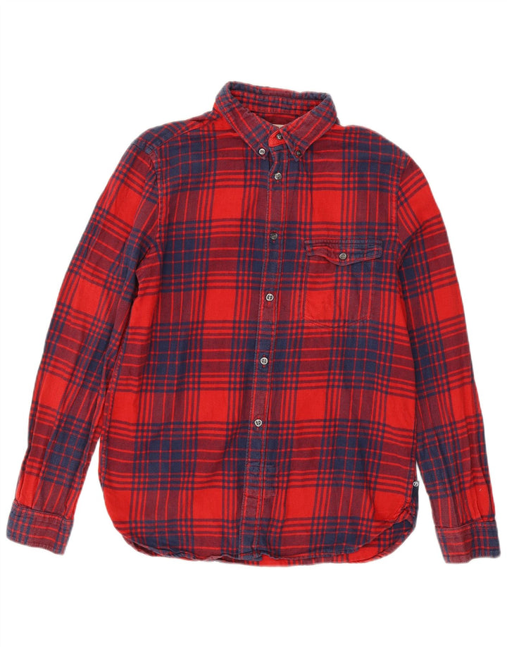 Camisa masculina de flanela de ajuste regular French Connection xadrez vermelho médio