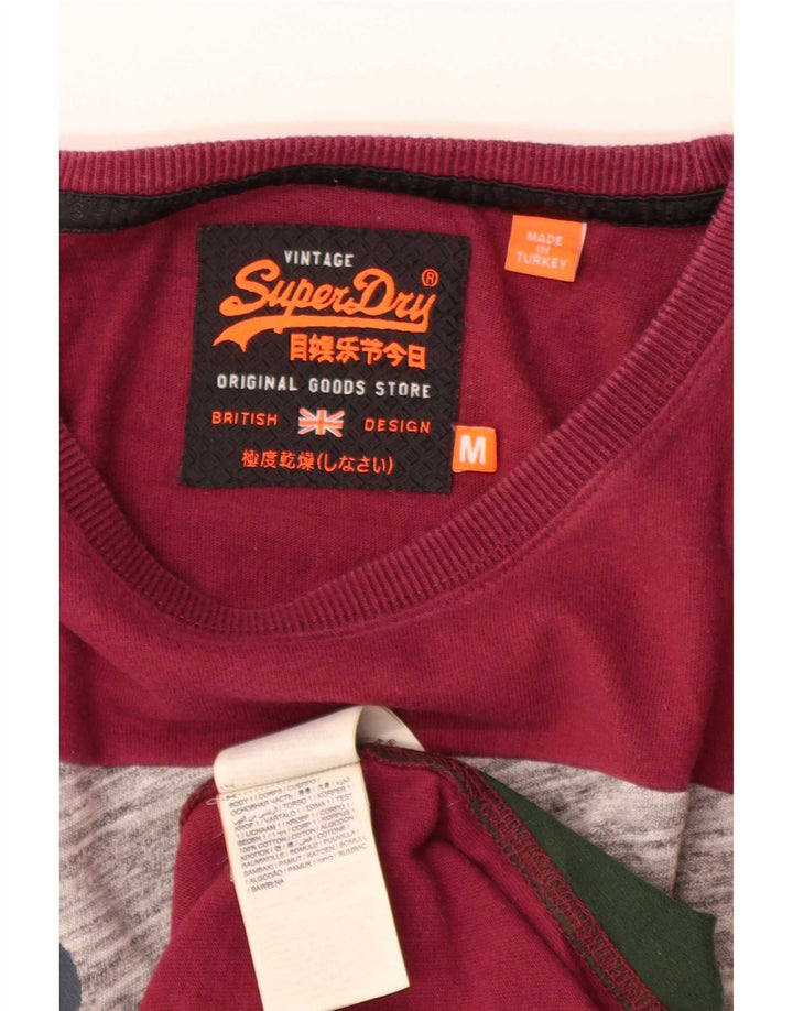Top gráfico masculino Superdry manga comprida médio vermelho algodão colorblock