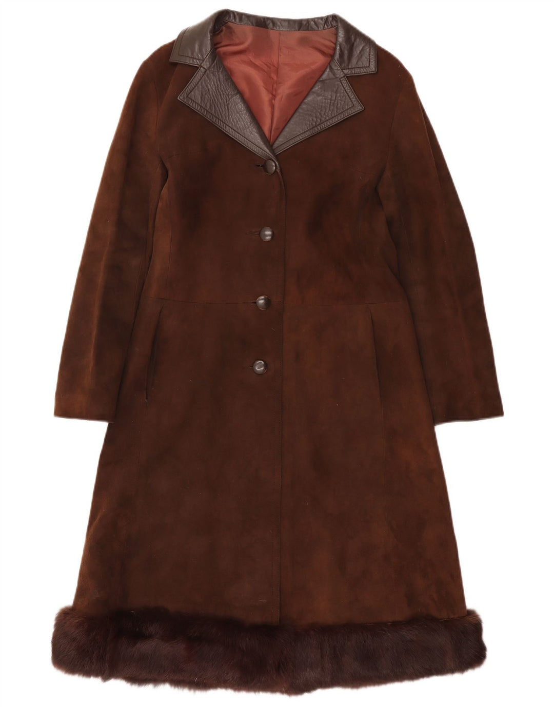 Sobretudo de camurça vintage feminino Reino Unido 8 pequeno marrom