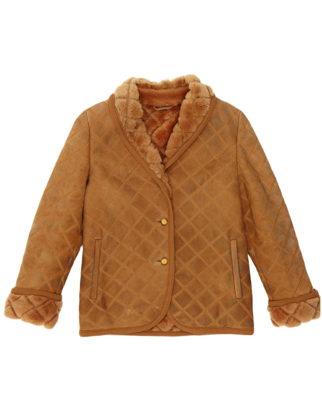 Jaqueta feminina Shearling Rupp & Taureck Couture Reino Unido 14 marrom médio