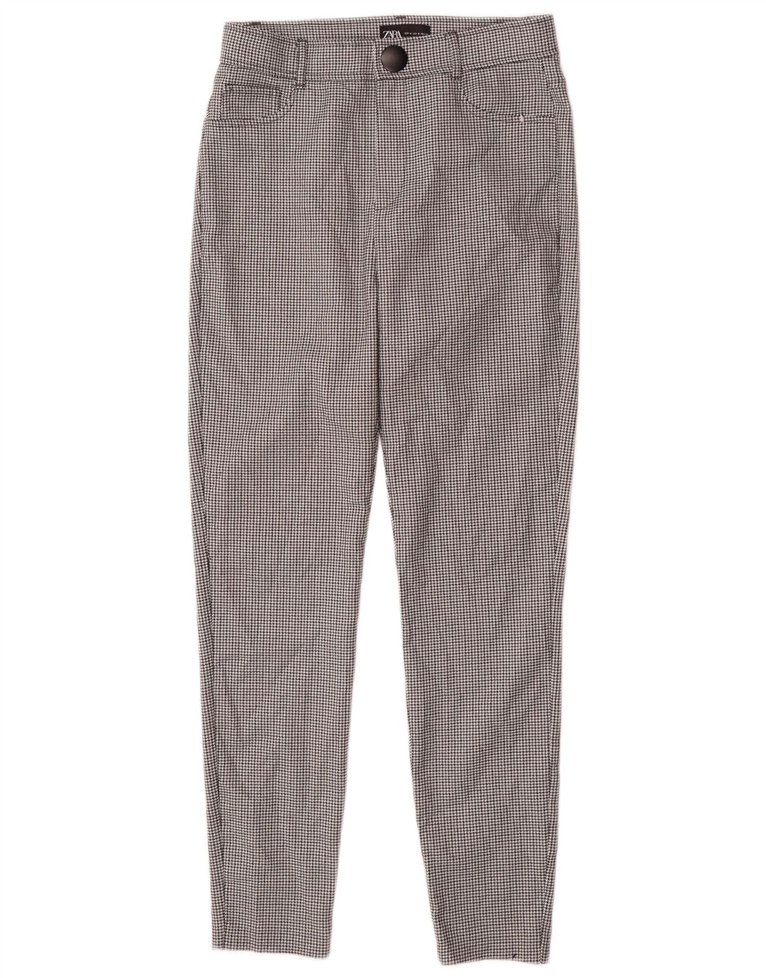 Zara Calça feminina casual justa média W28 L27 preta Houndstooth