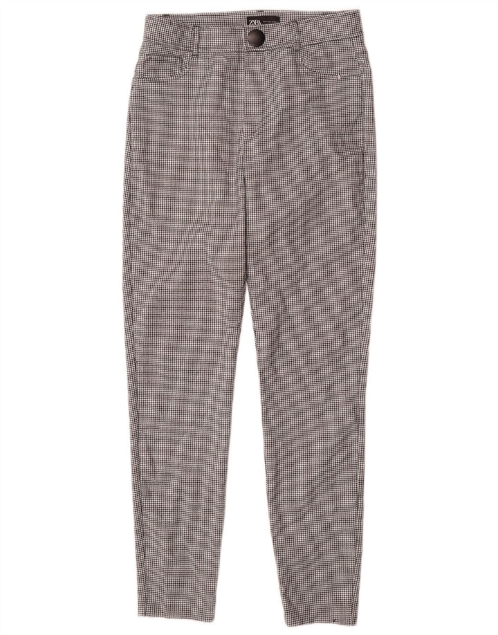 Zara Calça feminina casual justa média W28 L27 preta Houndstooth