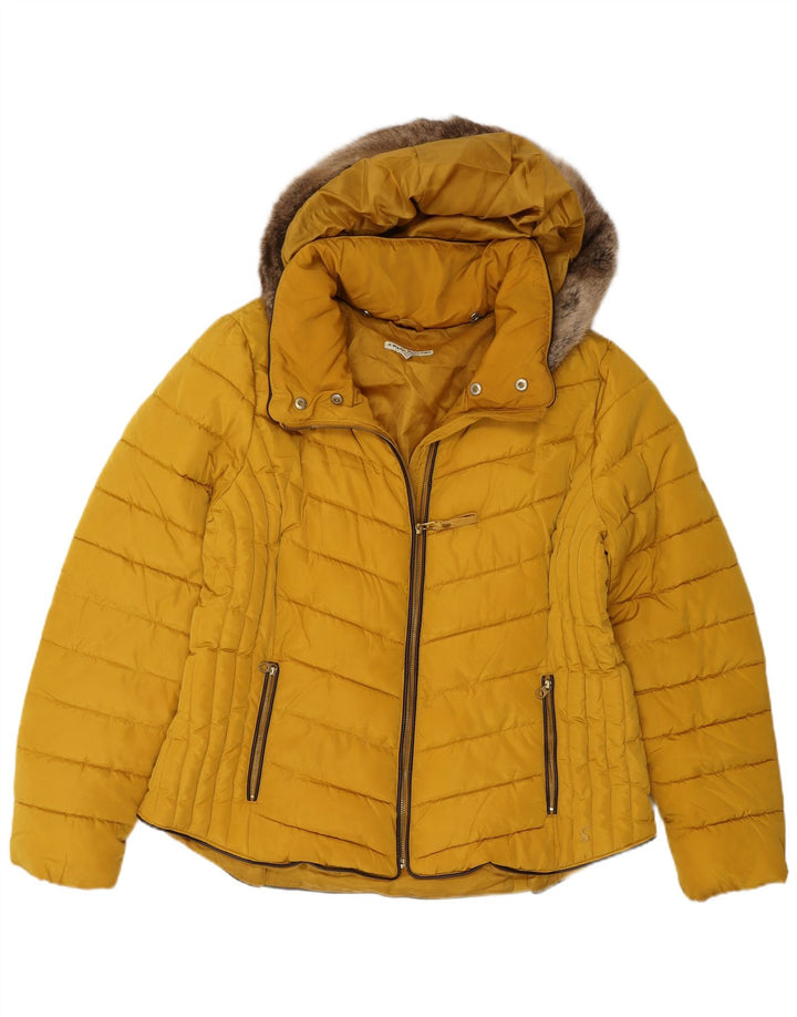Jaqueta acolchoada com capuz feminina Joules UK 18 XL amarelo poliéster