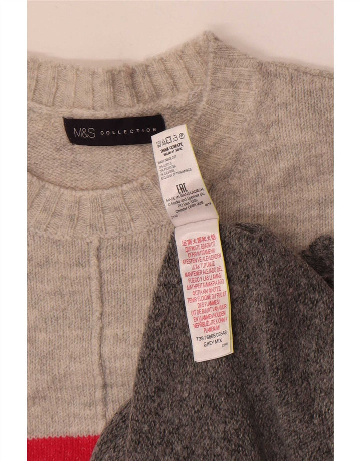 Suéter feminino Marks & Spencer com gola redonda Reino Unido 14 cinza médio