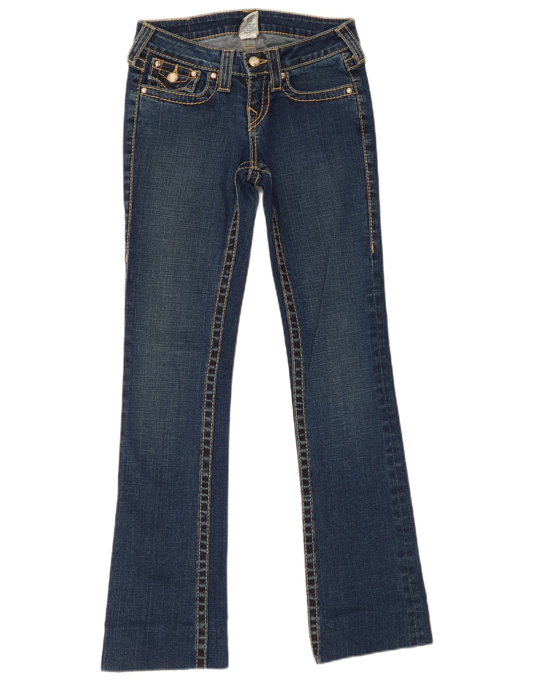 Calça jeans feminina Bootcut True Religion W25 L31 azul algodão