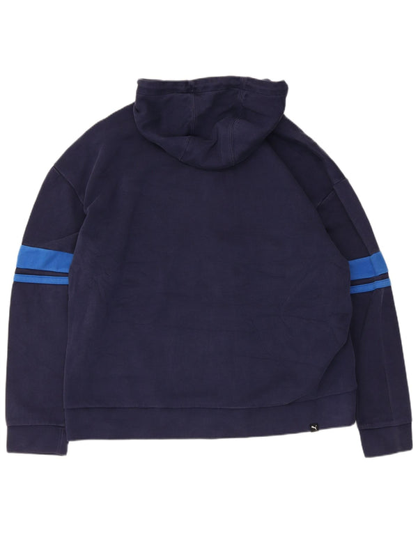 Suéter masculino Puma Graphic Zip com capuz 2XL azul marinho algodão colorblock