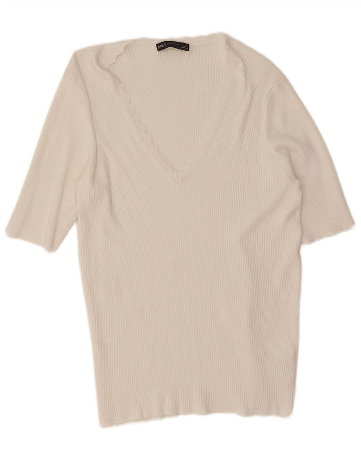 Camiseta feminina Marks & Spencer UK 16 grande viscose branca
