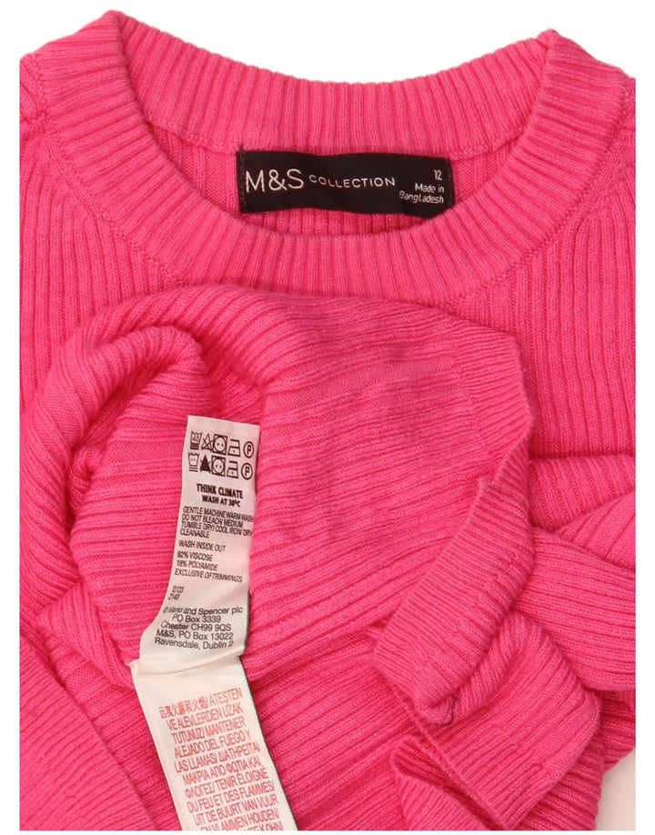 Suéter feminino Marks & Spencer com gola redonda Reino Unido 12 viscose rosa médio