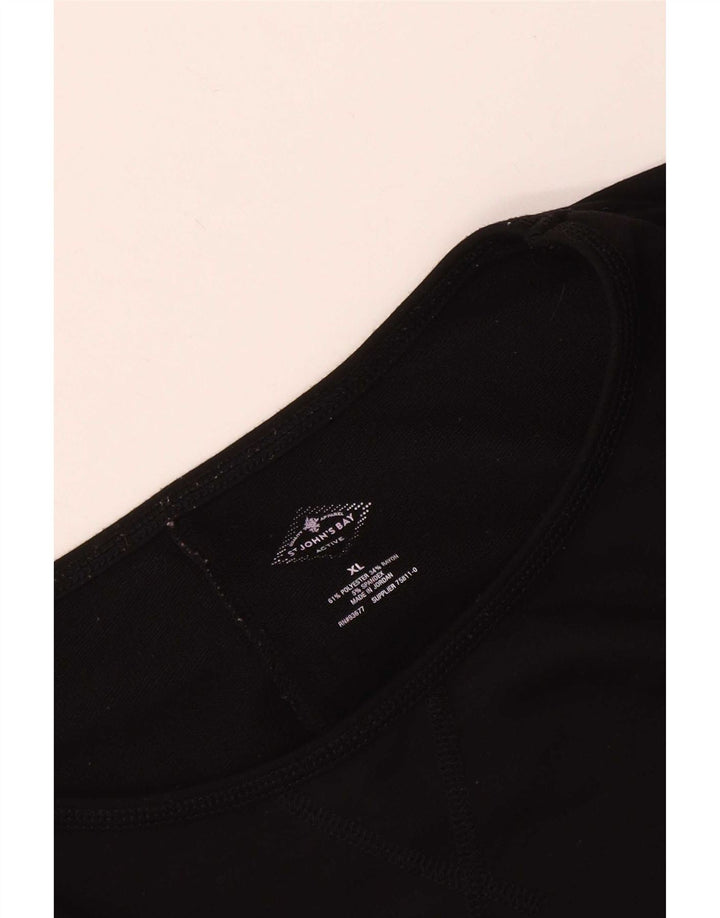 Top feminino St John's Bay manga 3/4 UK 18 XL preto poliéster