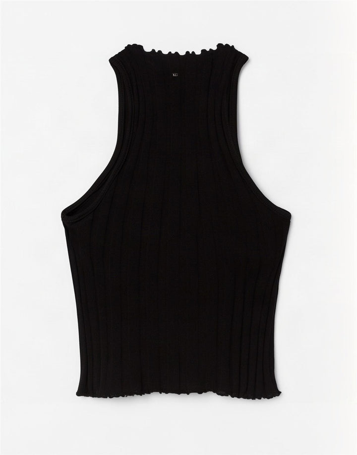 Zara Womens Vest Top UK 8 Pequeno Preto