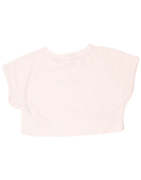 Zara Girls Crop Graphic T-Shirt Top 9-10 Anos Branco
