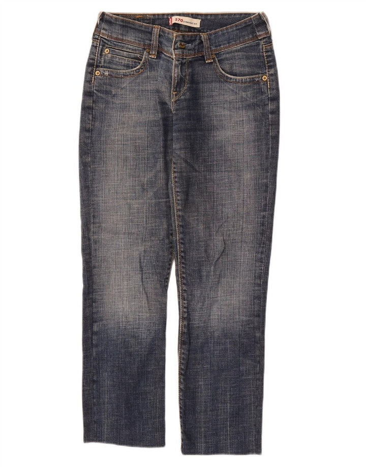 Levi's feminino 570 jeans retos W28 L26 algodão azul