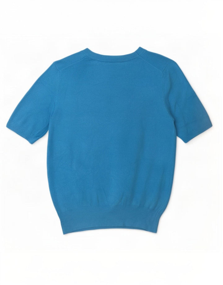 Camiseta feminina Zara Top UK 12 viscose azul médio