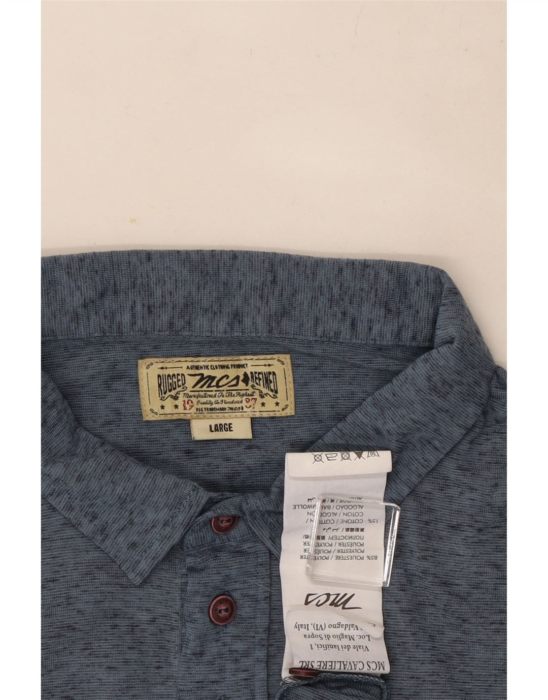 Camisa polo masculina Marlboro Classics grande poliéster manchado azul