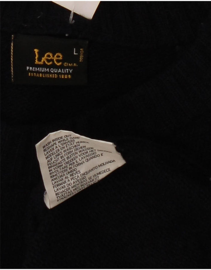 Suéter feminino Lee com gola redonda e lã grande azul marinho