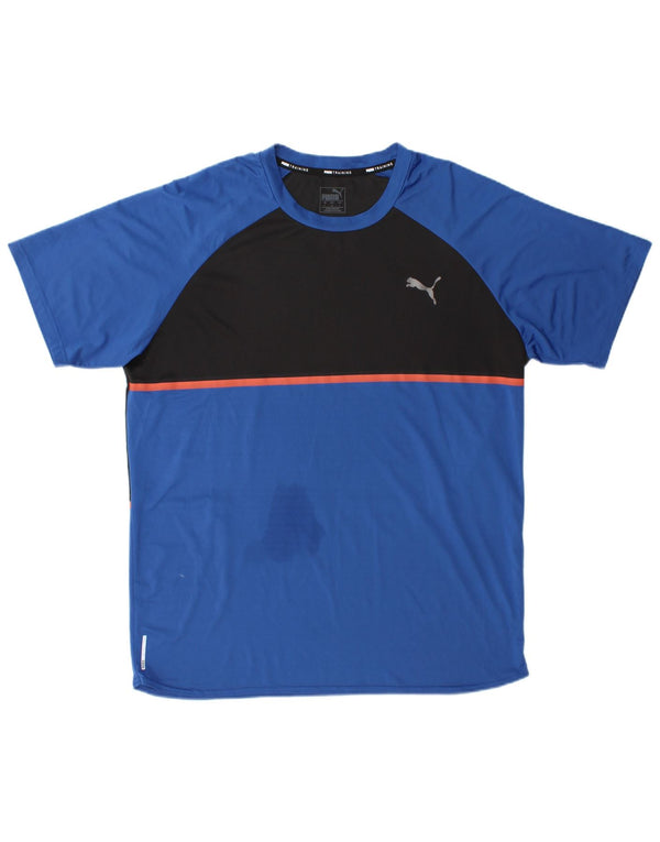 Camiseta masculina Puma grande azul colorblock poliéster