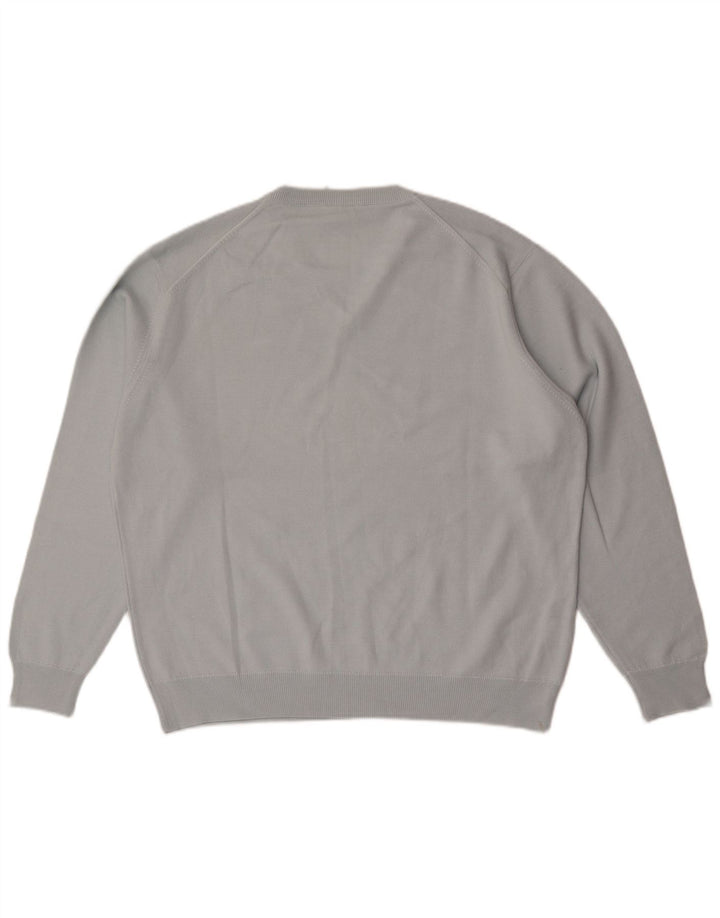 Suéter masculino Lacoste com decote em V tamanho 6 XL lã azul