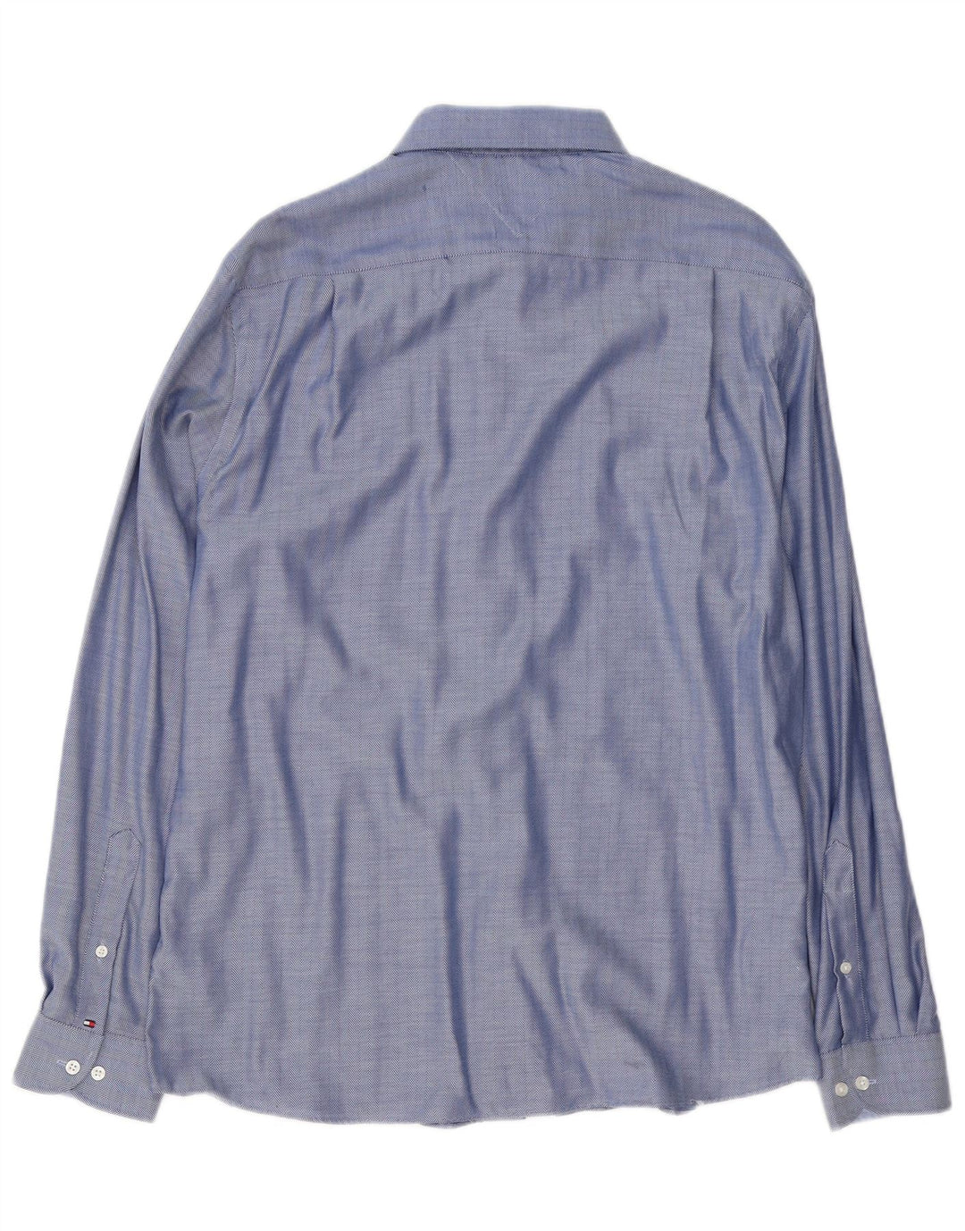 Camisa masculina Tommy Hilfiger tamanho 16 1/2 grande algodão espinha de peixe azul