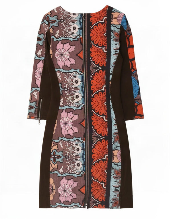 Vestido feminino vintage manga 3/4 linha A EU 38 médio floral multicolorido