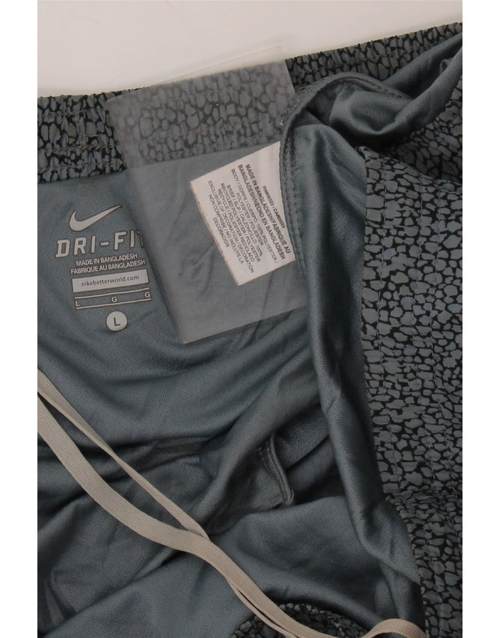 NIKE Womens Dri Fit Sport Shorts UK 16 Grande Cinza Animal Print Poliéster