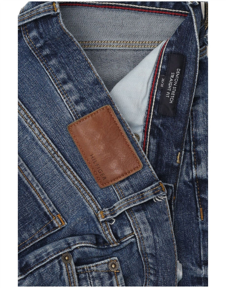 TOMMY HILFIGER Jeans reto masculino W30 L27 algodão azul