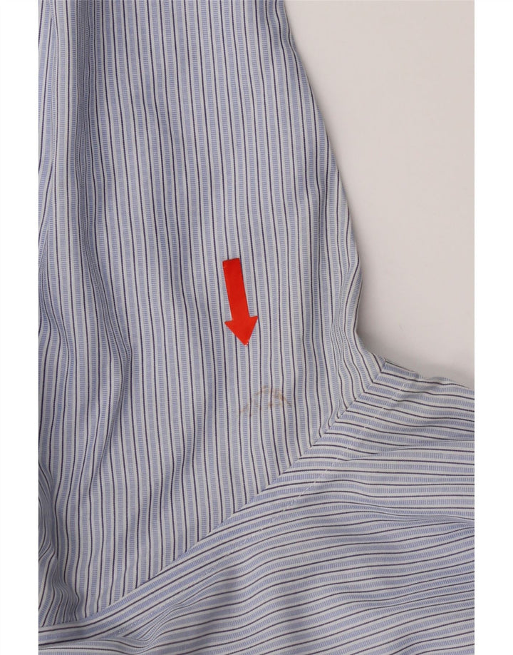Camisa masculina Brooks Brothers 346 tamanho 15 algodão listrado azul médio
