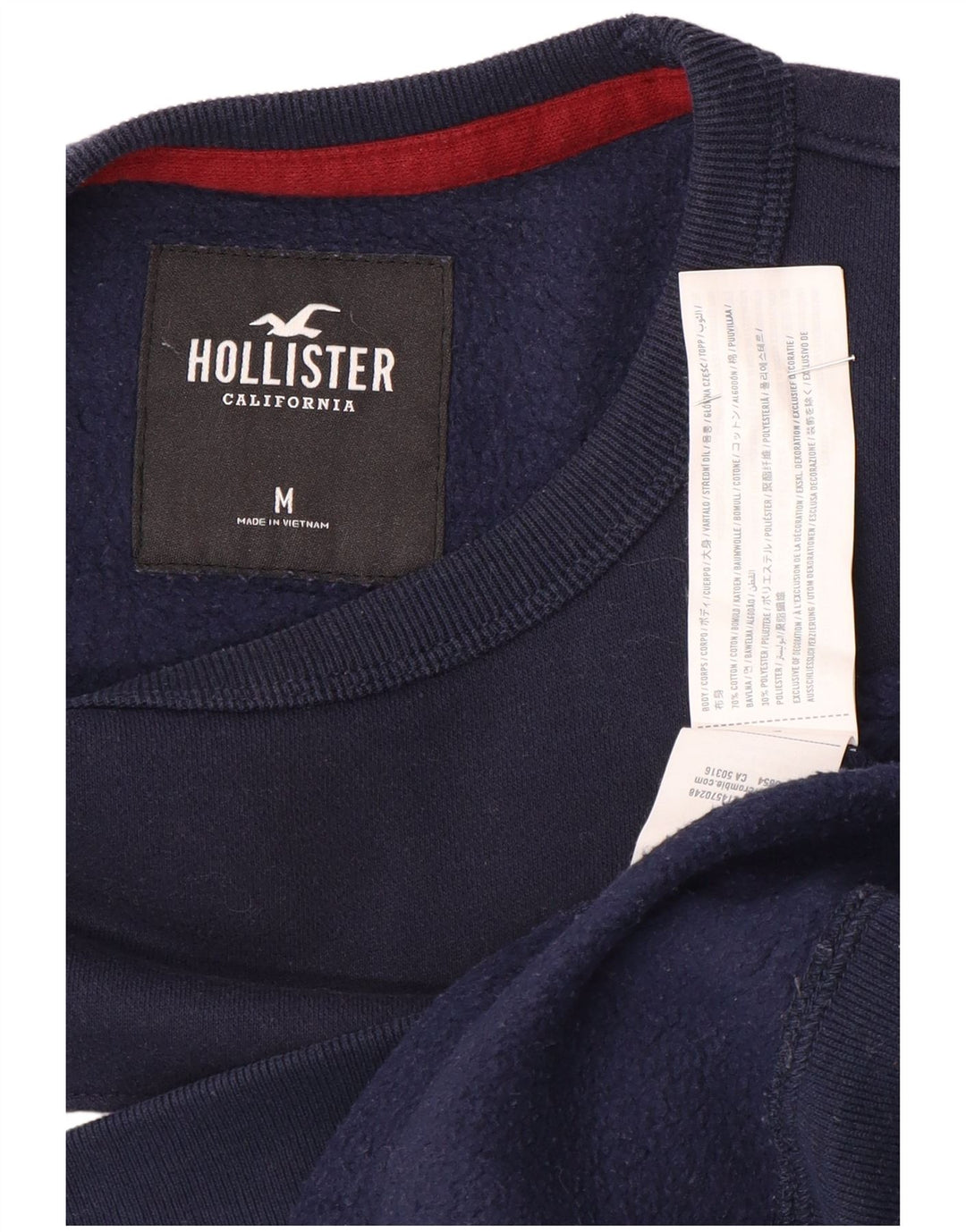 Hollister moletom masculino gráfico jumper médio azul marinho colorblock