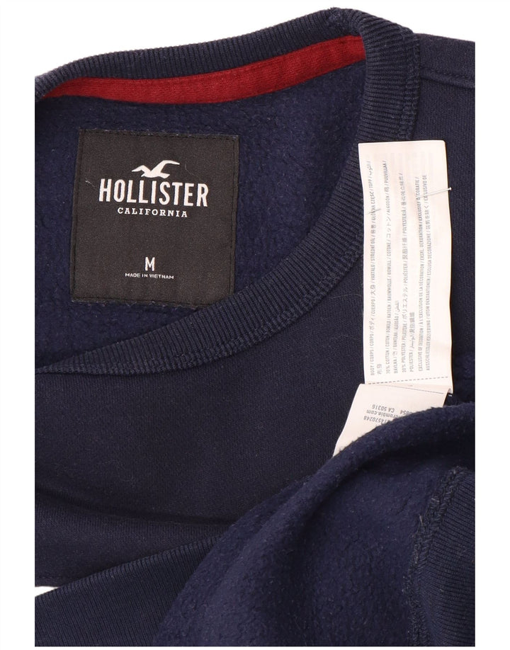 Hollister moletom masculino gráfico jumper médio azul marinho colorblock