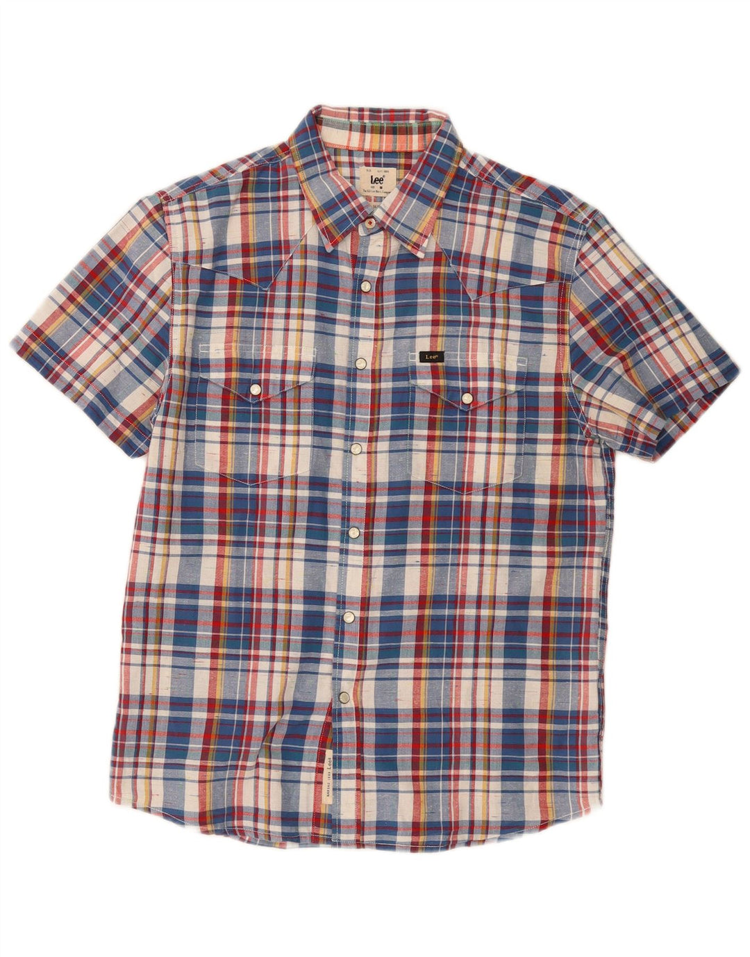 Camisa masculina Lee de manga curta slim fit, algodão xadrez médio multicolorido