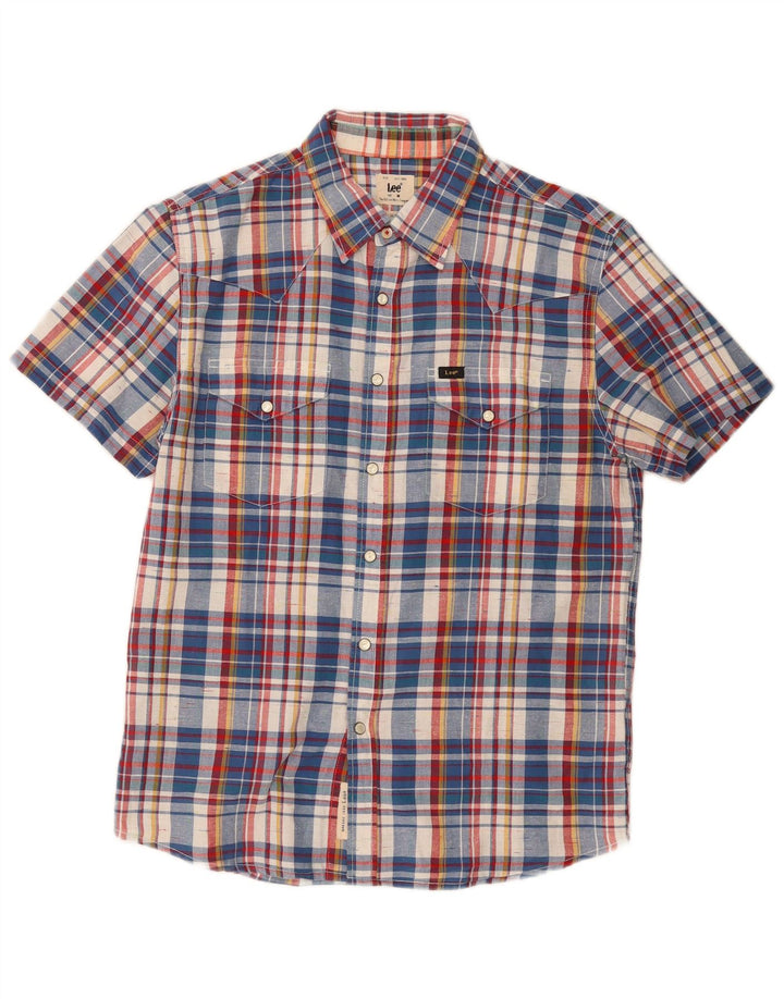 Camisa masculina Lee de manga curta slim fit, algodão xadrez médio multicolorido