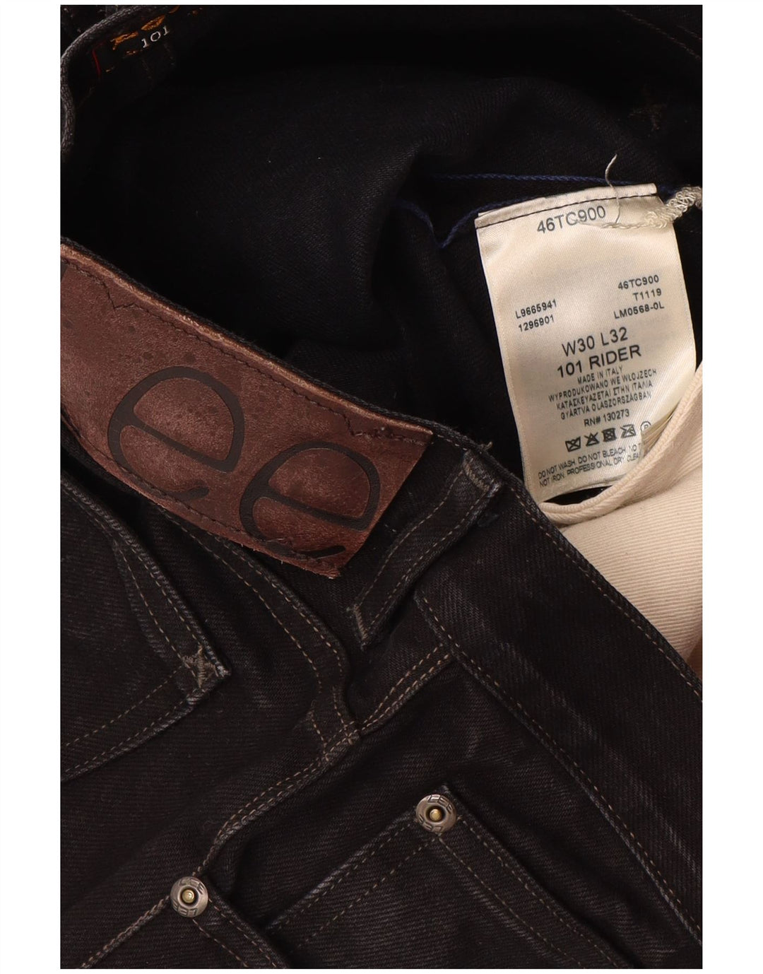 Lee Mens Rider Straight Jeans W30 L32 Algodão Preto