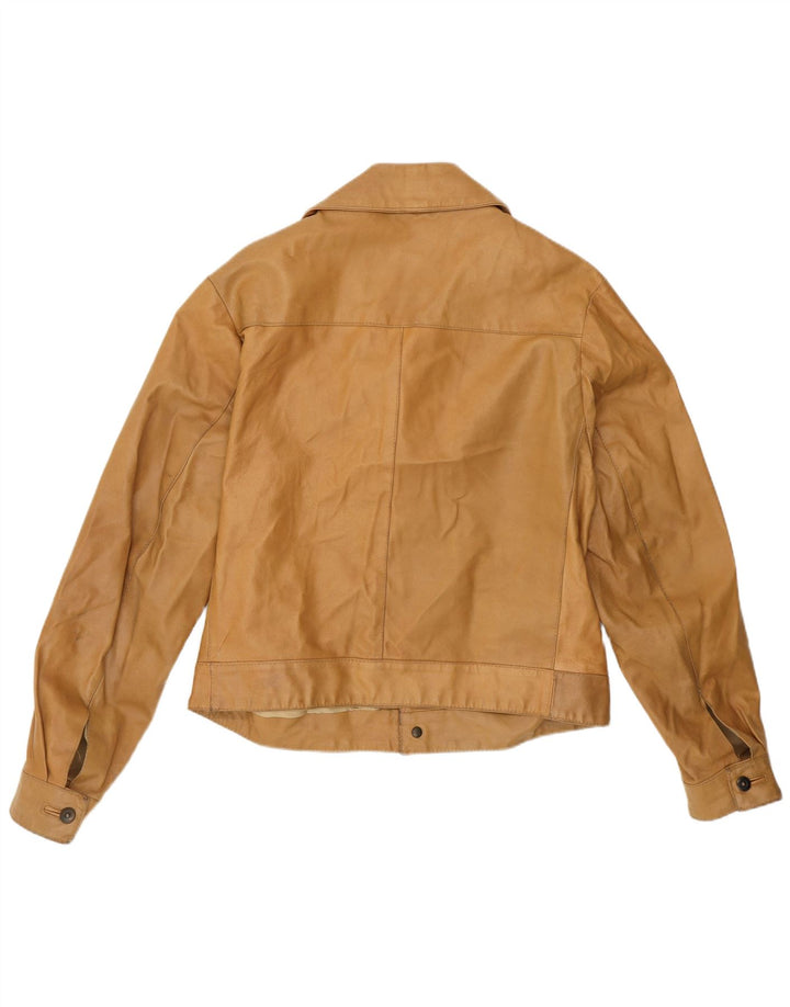 Jaqueta masculina de couro bomber Max Grippo UE 50 couro bege grande