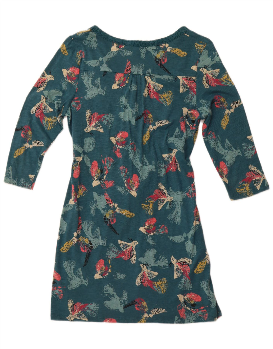 WHITE STUFF Vestido feminino com bainha estampada manga 3/4 Reino Unido 12 verde médio