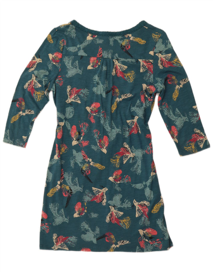 WHITE STUFF Vestido feminino com bainha estampada manga 3/4 Reino Unido 12 verde médio