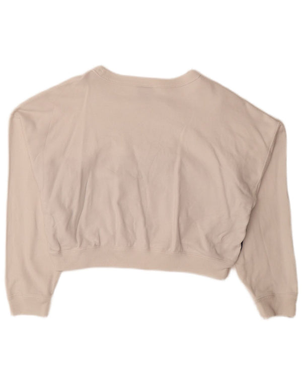 Campeão feminino crop moletom jumper UK 14 médio branco colorblock