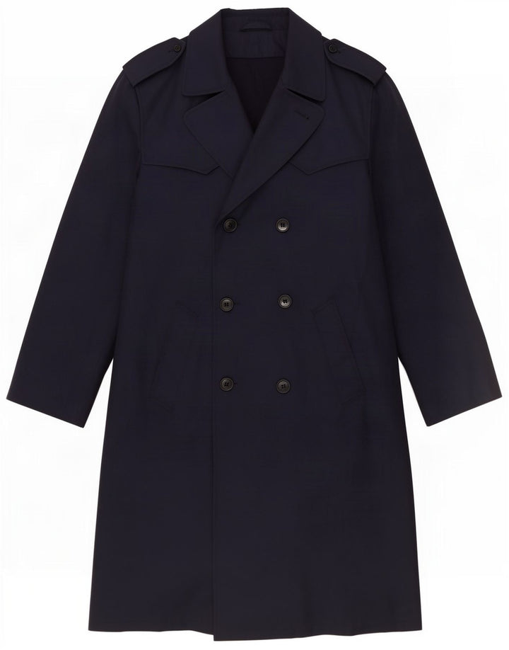Vintage Mens Trench Coat UK 38 Azul marinho médio
