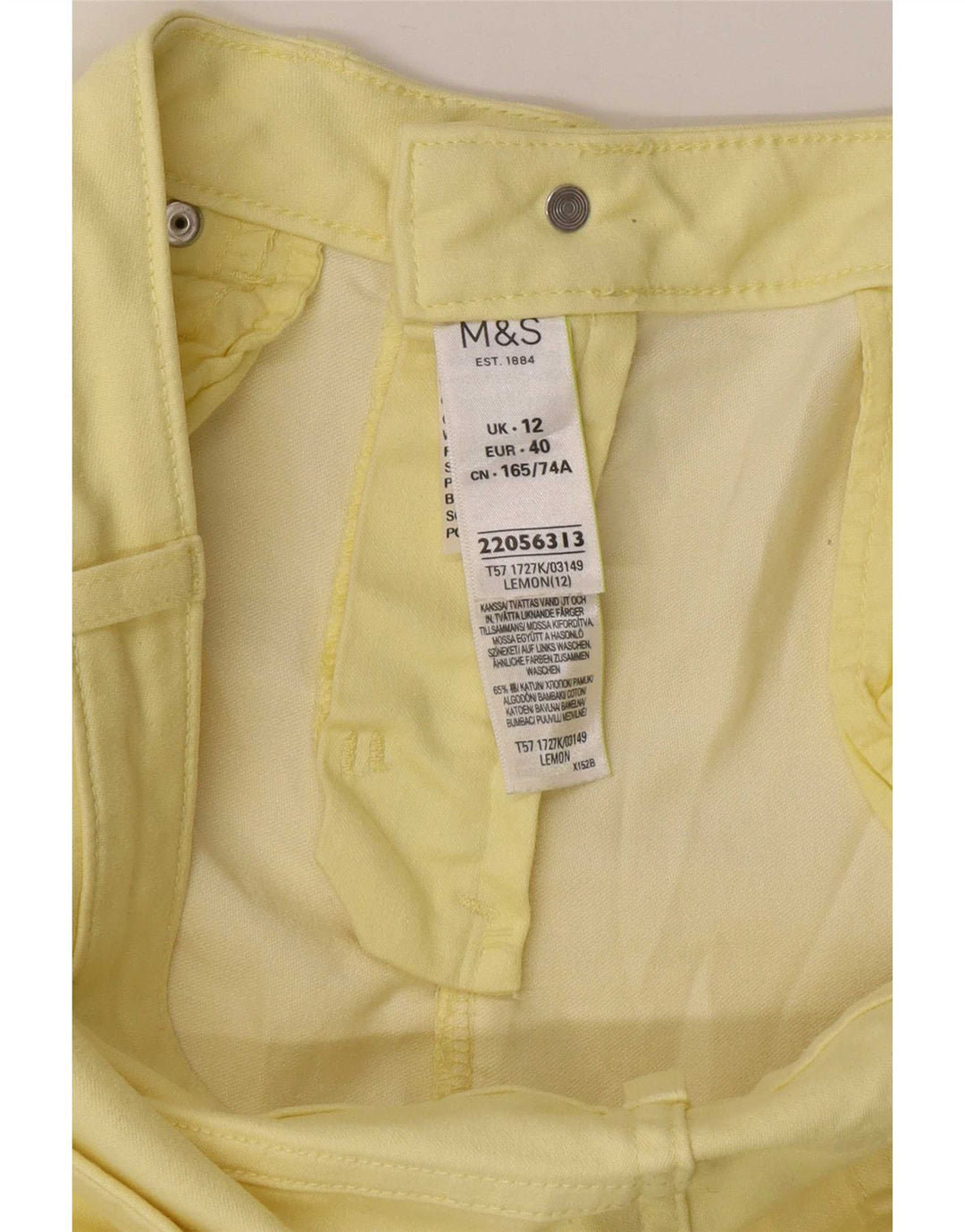 Calça feminina Marks & Spencer Per Una cortada UK 12 médio W32 L22 amarelo