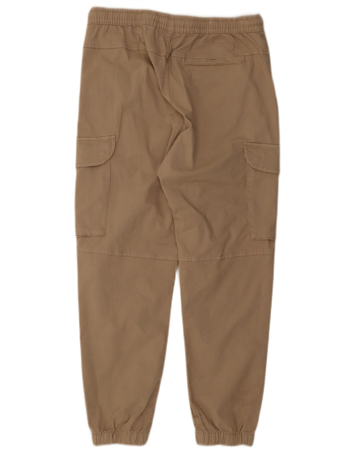 Zara Mens Joggers Cargo Calças Médio W31 L27 Algodão Bege