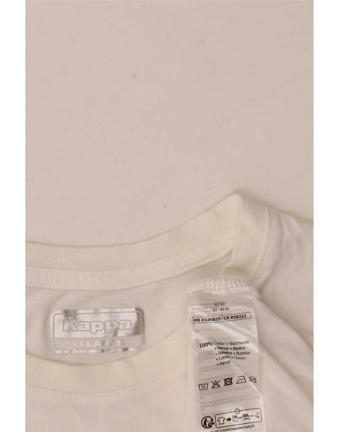 Camiseta gráfica masculina Kappa Top 2XL algodão branco
