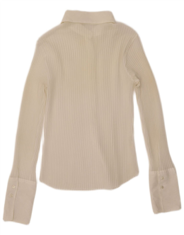 Camisa Benetton Mulher Transparente Oversized UK 6 XS Off White Poliéster