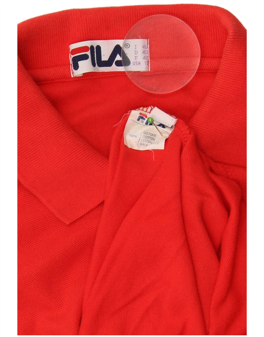 Camisa polo feminina sem mangas FILA IT 46 grande algodão vermelho