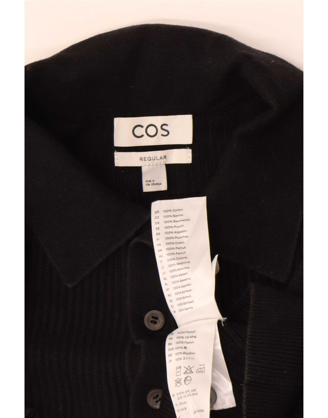 Camisa polo masculina regular Cos pequena de algodão preto