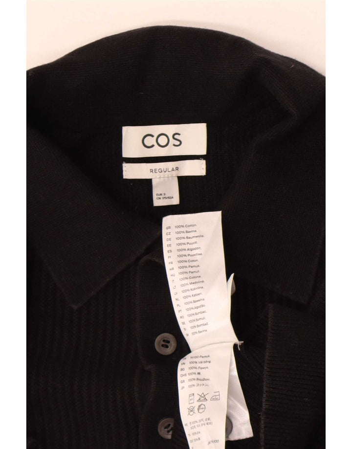 Camisa polo masculina regular Cos pequena de algodão preto