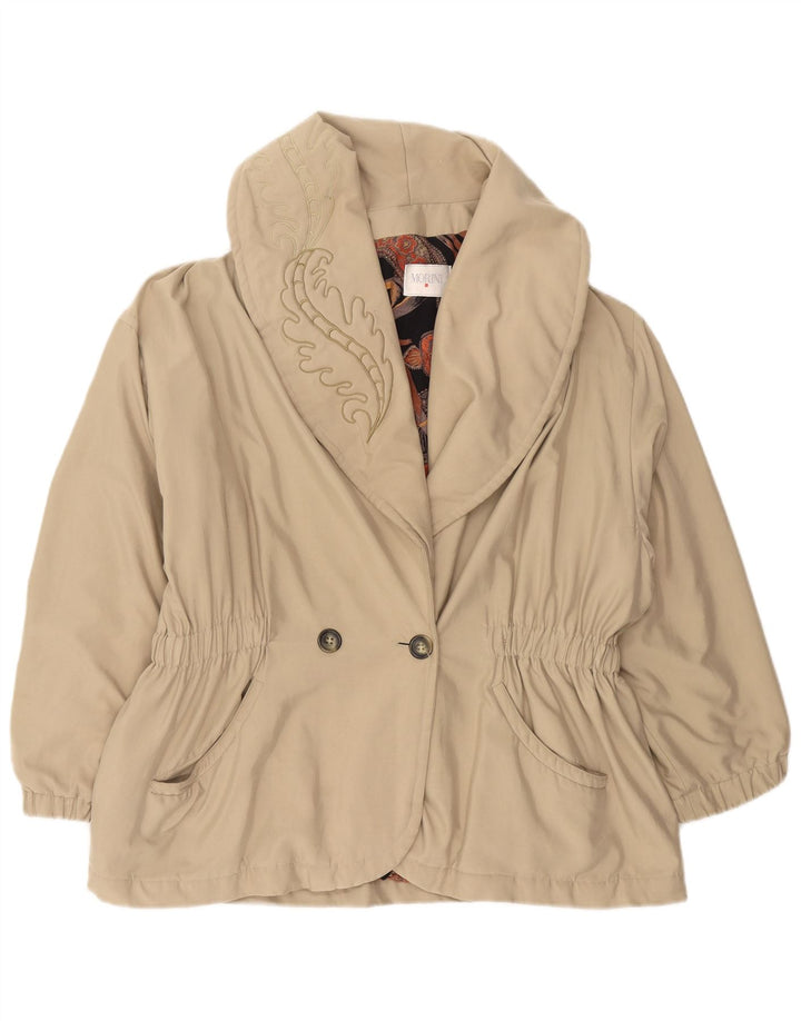 Sobretudo feminino vintage UK 16 grande bege