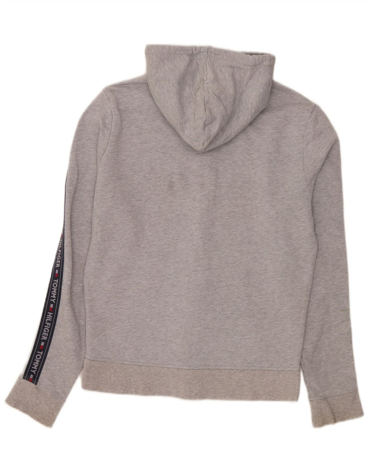 Tommy Hilfiger Suéter masculino com capuz e zíper gráfico cinza médio bloco colorido