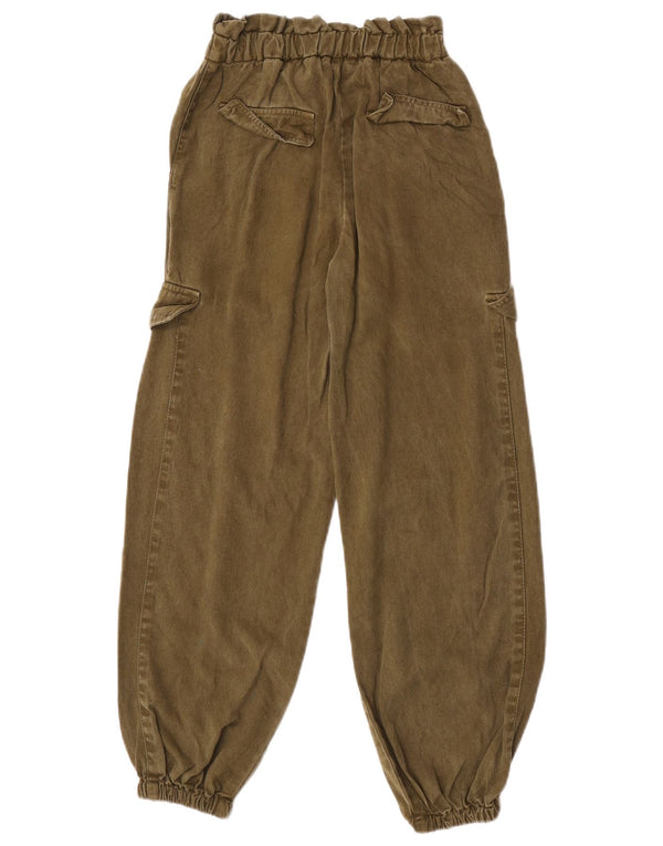 Zara Meninas Calças cargo joggers de cintura alta 11-12 anos W24 L25 Caqui