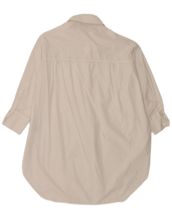 Vestido camisa oversized feminino ZARA Reino Unido 14 algodão branco médio