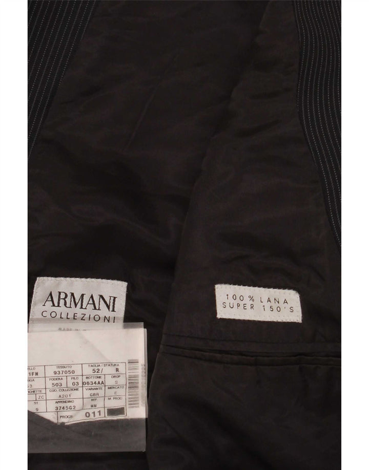 Jaqueta blazer masculina Armani Collezioni com 2 botões IT 52 grande lã listrada cinza