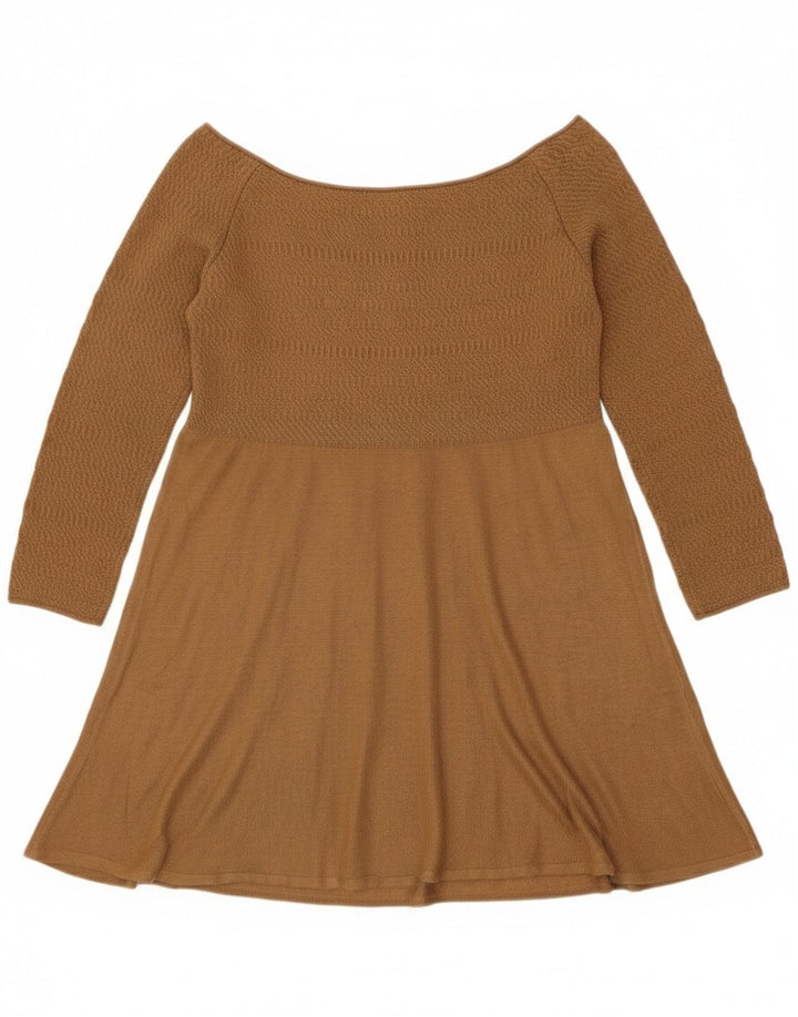 Zara Womens Off Ombro Top Reino Unido 12 Médio Marrom